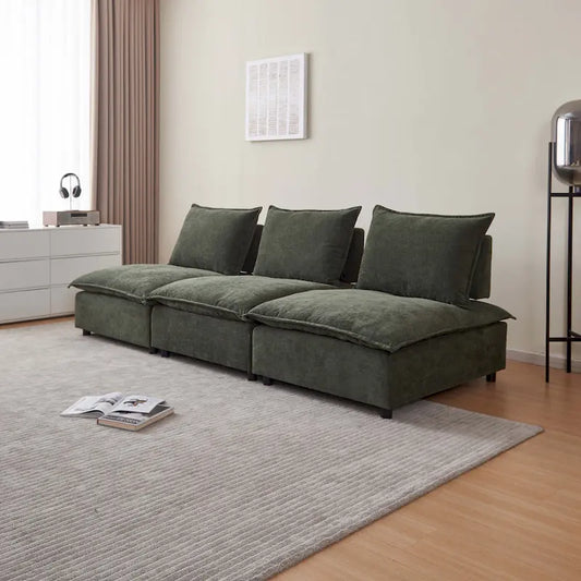 Chenille Upholstered Armless Modular Sectional Sofa, Free Combination