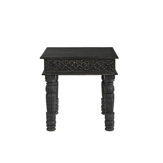 HomeRoots 24 Black Distressed Solid Wood End Table - 24