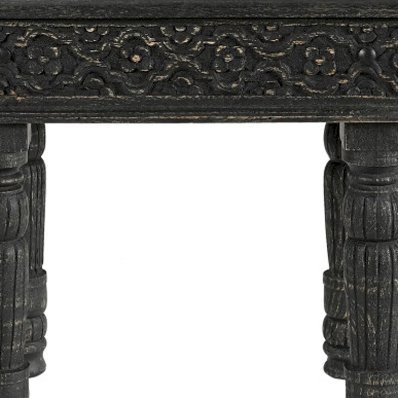 HomeRoots 24 Black Distressed Solid Wood End Table - 24