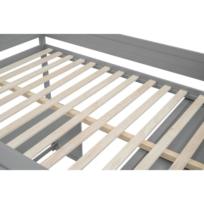 Wood Full Size Loft Bed with Wardrobes and 2-Drawer Desk w/Cabinet