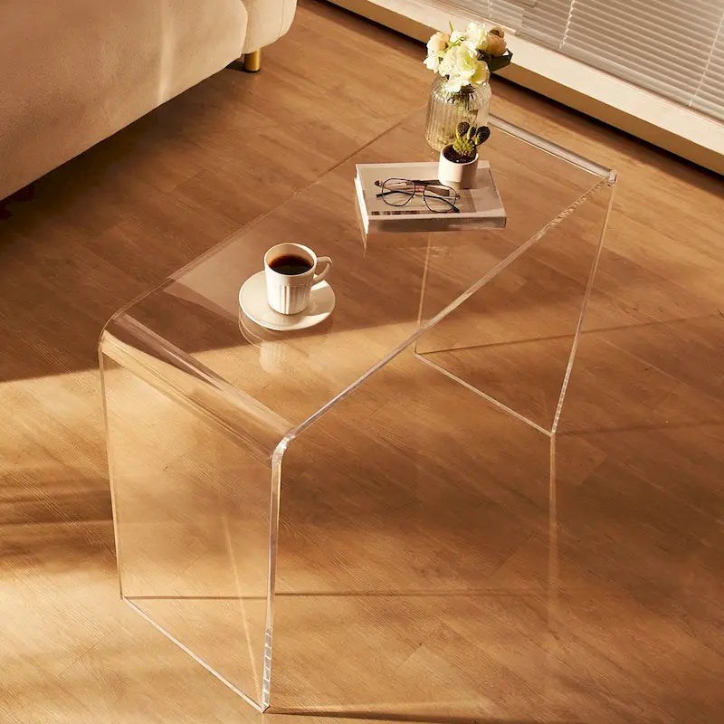 Clear Acrylic Rectangular Console Side End Table Perfect for Both Indoor and Outdoor Use - 38x15x29 in