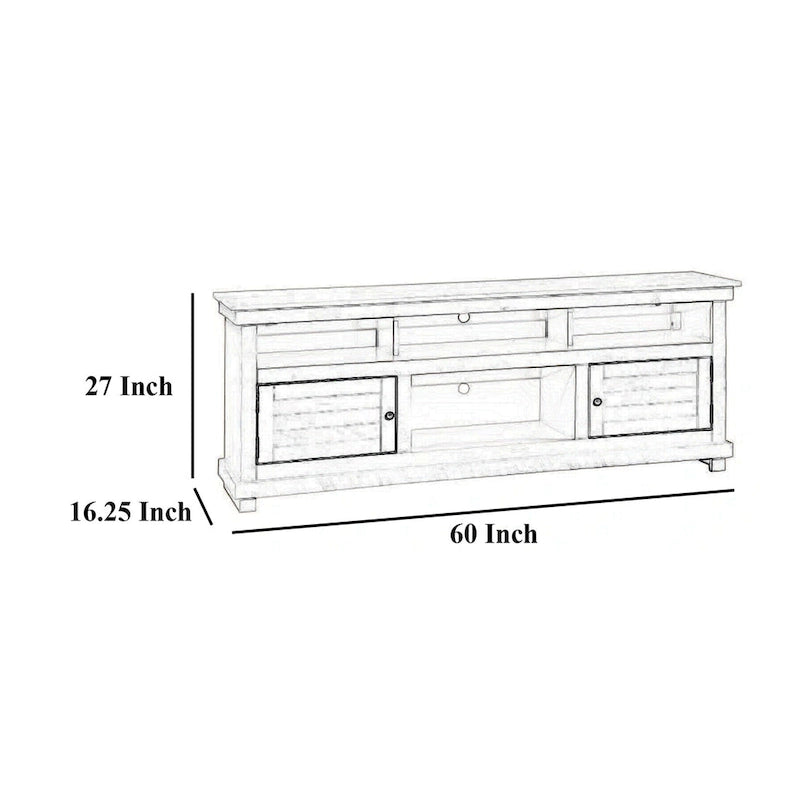 Ayne TV Stand Media Cabinet, 2 Doors and 4 Shelves, Black Wood 60 Inch