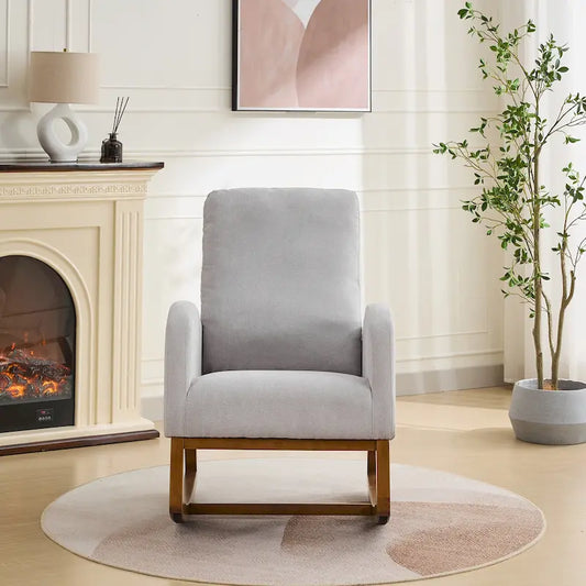 27.2W Upholstered Rocking Accent Armchair with Side Pocket