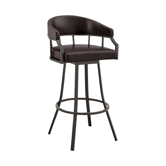 Faux Leather Swivel Bar Chair with Iron Frame and Footrest