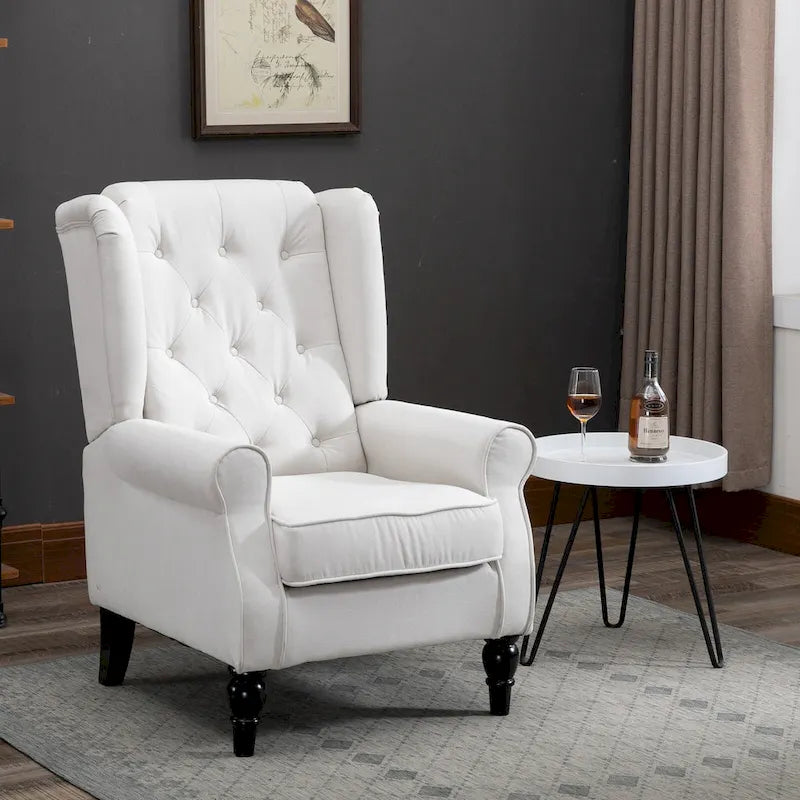 Cream White 29.3 High Back Tufted Accent Chair