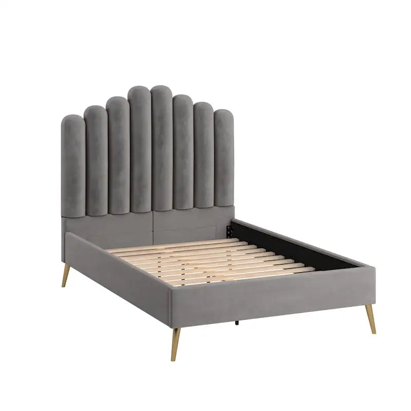 Eggleston Art Deco Velvet Upholstered Platform Bed by iNSPIRE Q Bold