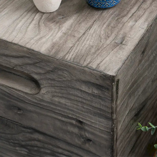 Hagen Rustic Square Wood Crate Side Table