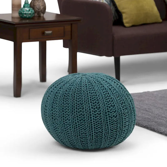 WYNDENHALL Grandville Boho Round Hand Knit Pouf