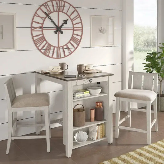 Beck Two-Tone Fabric Counter Height Chair (Set of 2) by iNSPIRE Q Classic