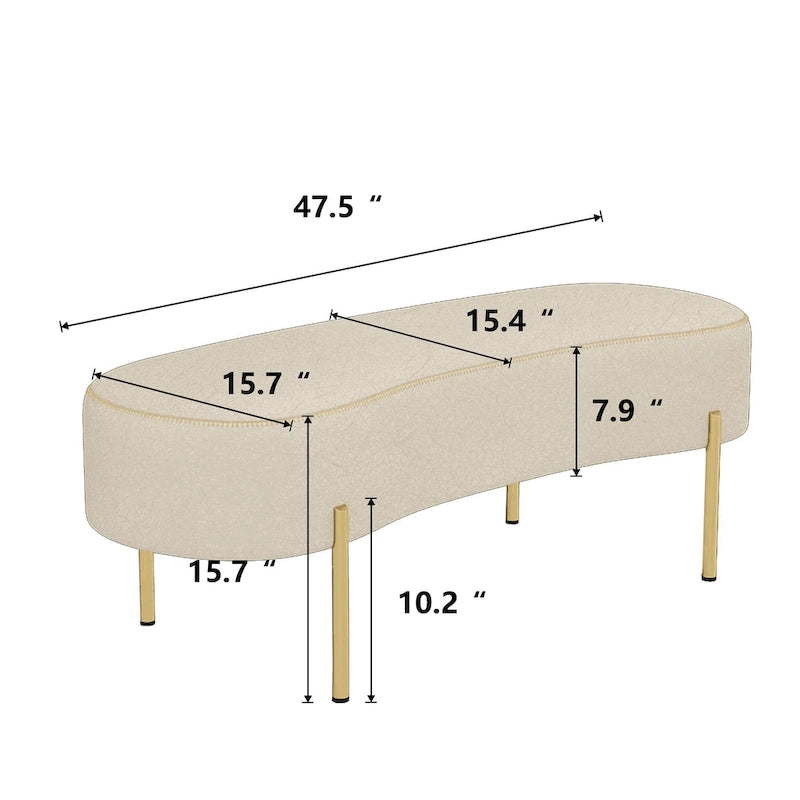 Bench ,Modern Ottoman Bench Bed Bench Entryway Bench with Gold Legs for Living Room