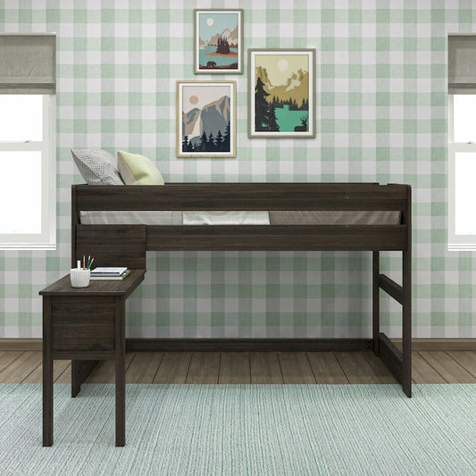 Max and Lily Farmhouse Twin-Size Low Loft with Hook-on Desk
