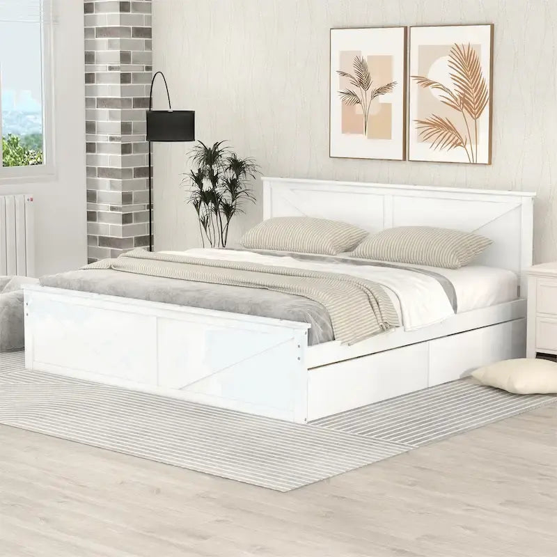 King Size Wooden Platform Bed