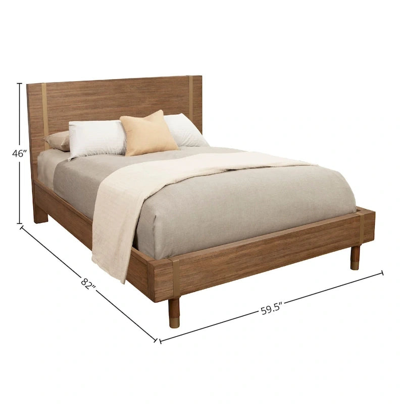 Alpine Furniture Easton Wood Platform Bed in Sand (Beige)