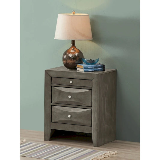 Modern 23-in Metal Knob 3-Drawer Wood Nightstand