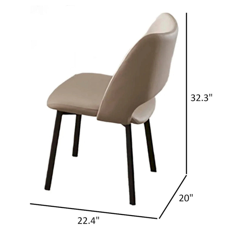 Hem 22 Inch Dining Chair Set of 2, Beige Faux Leather, Armless Open Back