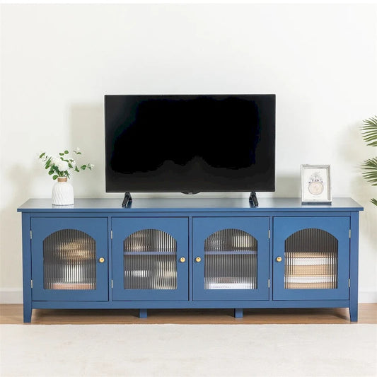 71 TV Cabinet w/ Solidwood Frame, Changhong Glass Door, Metal Handle