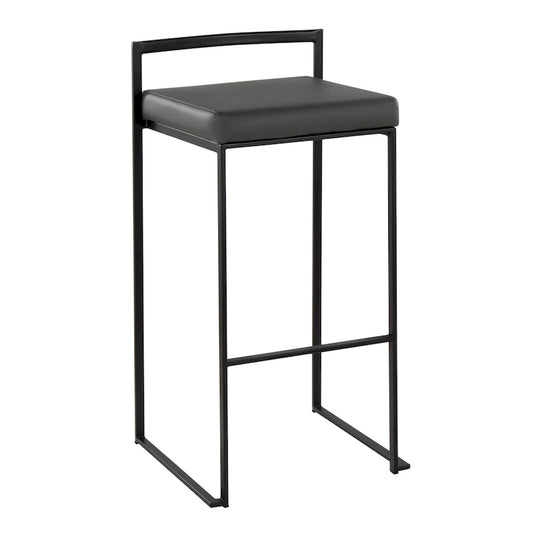 Porch & Den Forrest 30 Black Stackable Fully Welded Bar Stool (Set of 2)