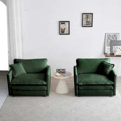 3 Piece Chenille Sofa Set with Arm Pillows and Toss Pillows, Include 2- Piece Armchairs and One 2-seat Sofa