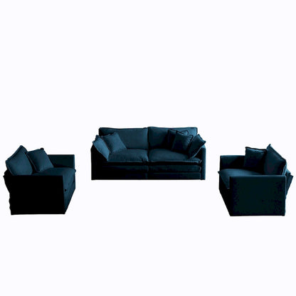 3 Piece Chenille Sofa Set with Arm Pillows and Toss Pillows, Include 2- Piece Armchairs and One 2-seat Sofa