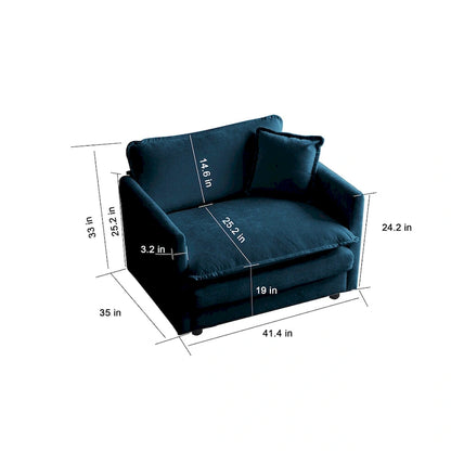 3 Piece Chenille Sofa Set with Arm Pillows and Toss Pillows, Include 2- Piece Armchairs and One 2-seat Sofa