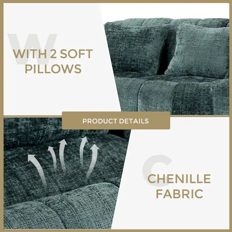 Emerald Modern 59 Chenille Loveseat Chaise Lounge Chair