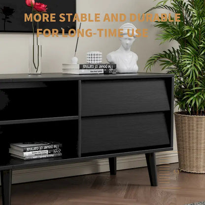 63 Vintage TV Stand with Shelves & Drawers for 60 TVs