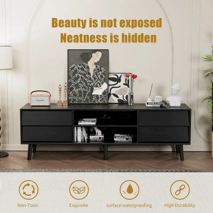 63 Vintage TV Stand with Shelves & Drawers for 60 TVs