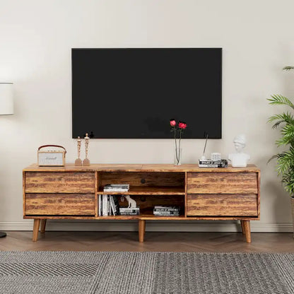 63 Vintage TV Stand with Shelves & Drawers for 60 TVs