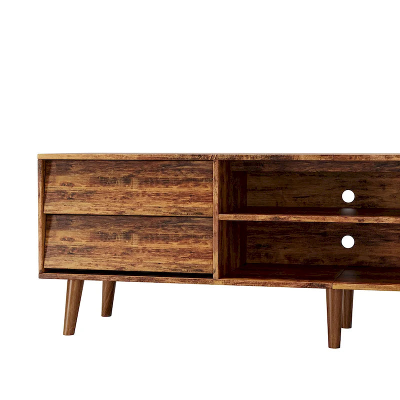 63 Vintage TV Stand with Shelves & Drawers for 60 TVs