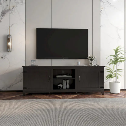 Black 70.08 TV Stand with Doors & Open Compartments for 60 TVs