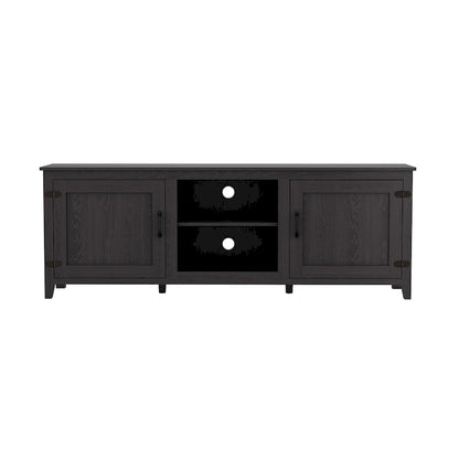 Black 70.08 TV Stand with Doors & Open Compartments for 60 TVs