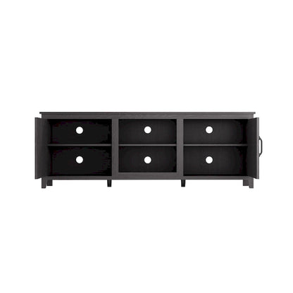 Black 70.08 TV Stand with Doors & Open Compartments for 60 TVs