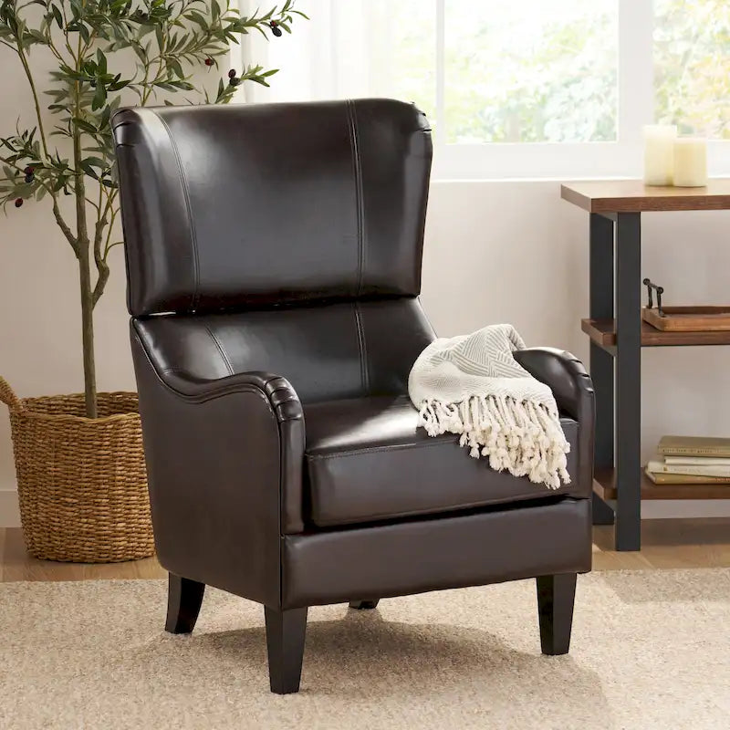 27 High Back Accent Chair with Wing Back and Birch Legs