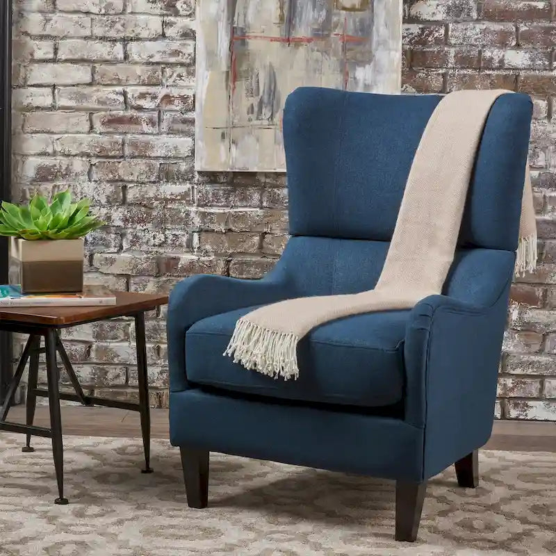 27 High Back Accent Chair with Wing Back and Birch Legs