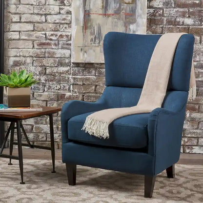 27 High Back Accent Chair with Wing Back and Birch Legs