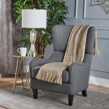 27 High Back Accent Chair with Wing Back and Birch Legs