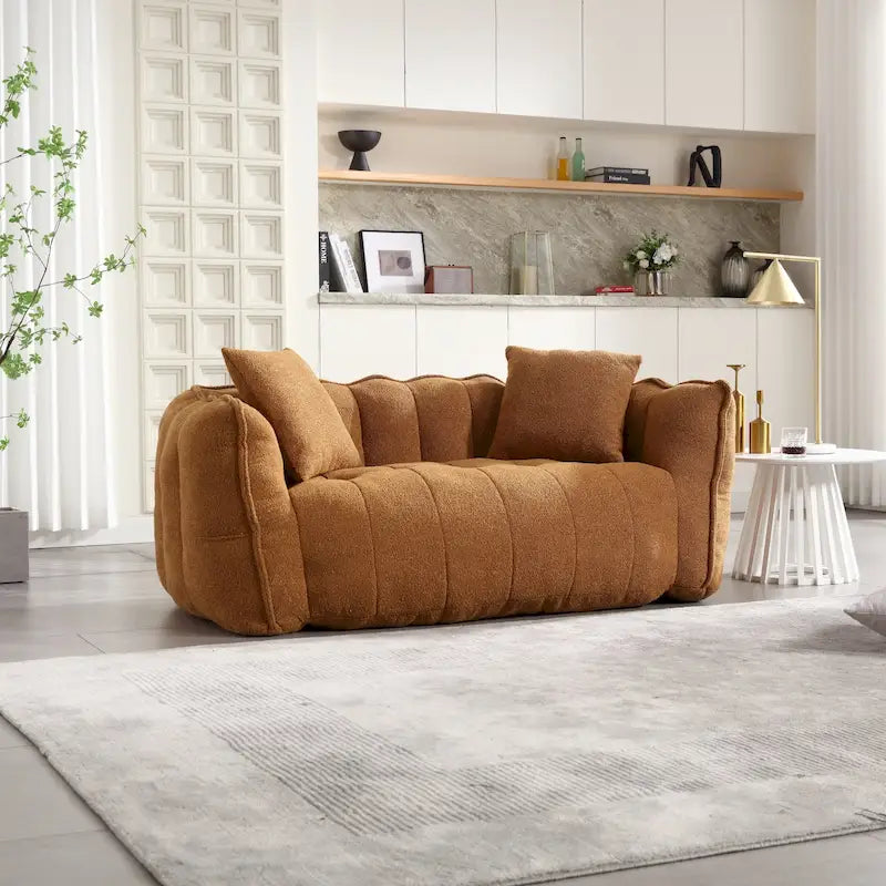 Modern 65.1 Chenille Tufted Loveseat Accent Chair with High-Resilience Foam