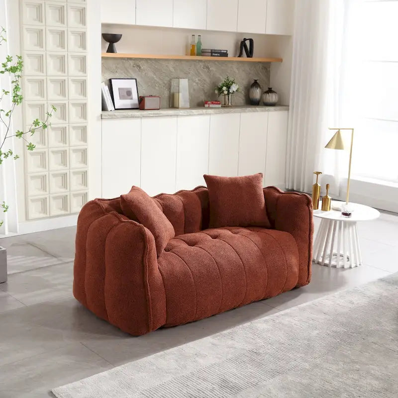 Modern 65.1 Chenille Tufted Loveseat Accent Chair with High-Resilience Foam