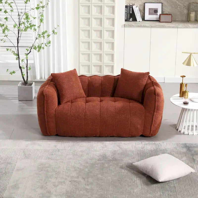 Modern 65.1 Chenille Tufted Loveseat Accent Chair with High-Resilience Foam
