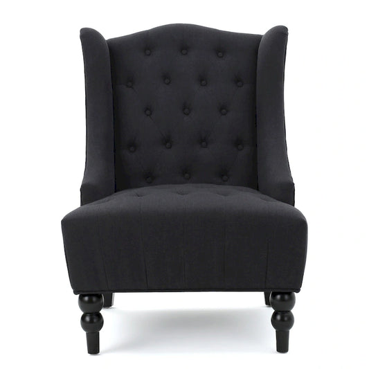 Charcoal 27.5 High Back Upholstered Button Tufted Club Chair