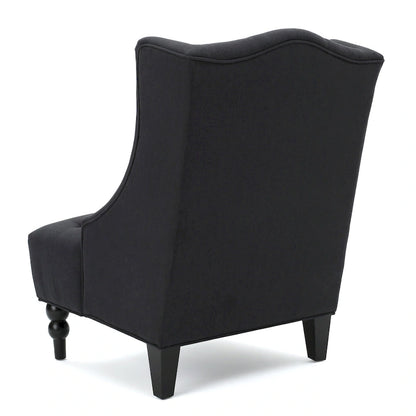 Charcoal 27.5 High Back Upholstered Button Tufted Club Chair