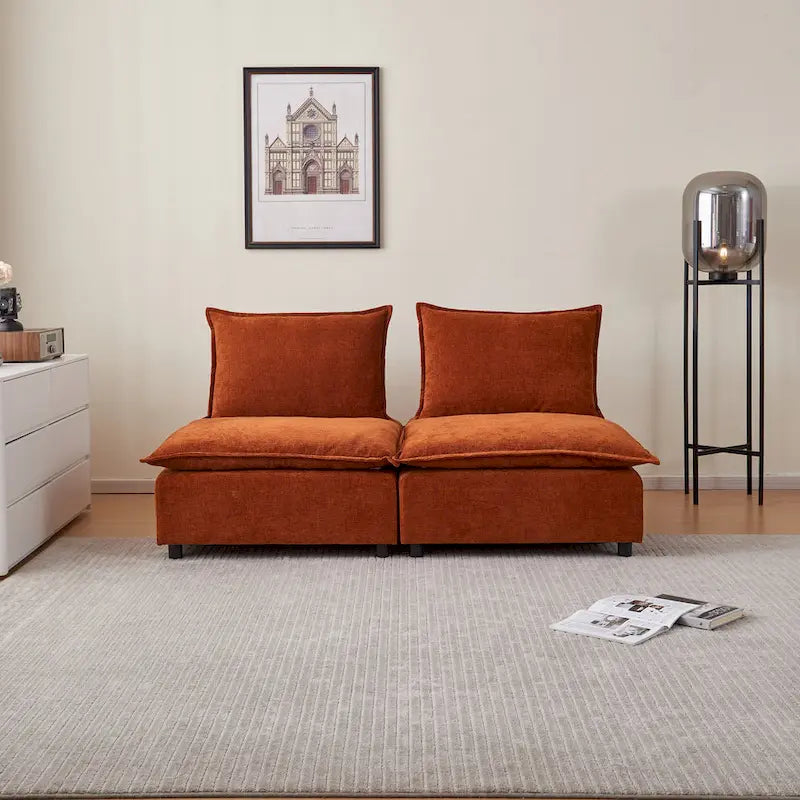 Chenille Upholstered Armless Modular Sectional Sofa, Free Combination