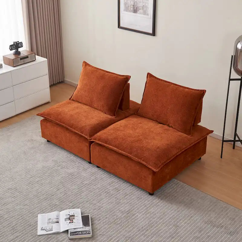 Chenille Upholstered Armless Modular Sectional Sofa, Free Combination