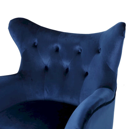 Navy Blue 34.25 Velvet Wingback Arm Chair