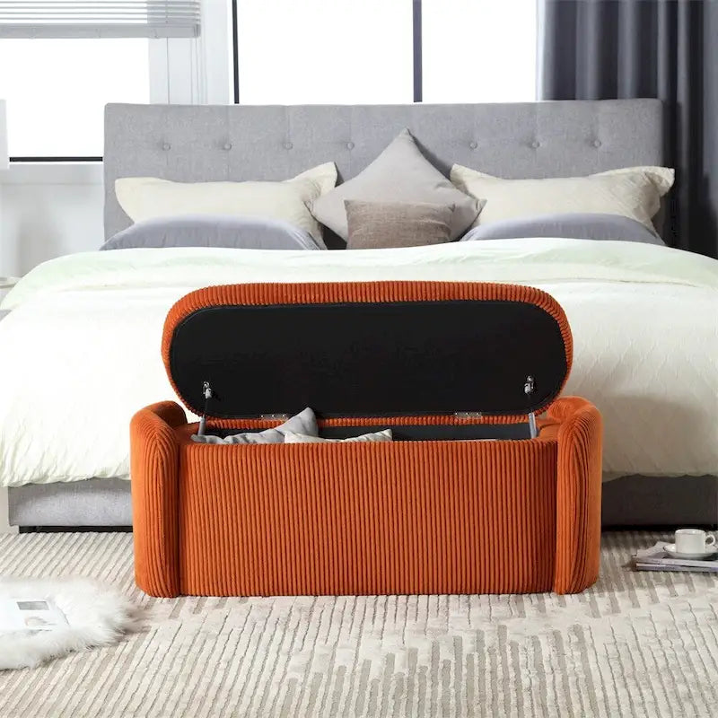 Storage Ottoman,Bedroom End Bench,Upholstered Fabric Storage Ottoman