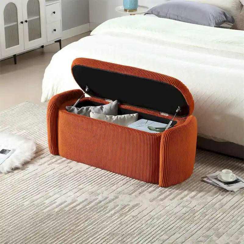Storage Ottoman,Bedroom End Bench,Upholstered Fabric Storage Ottoman