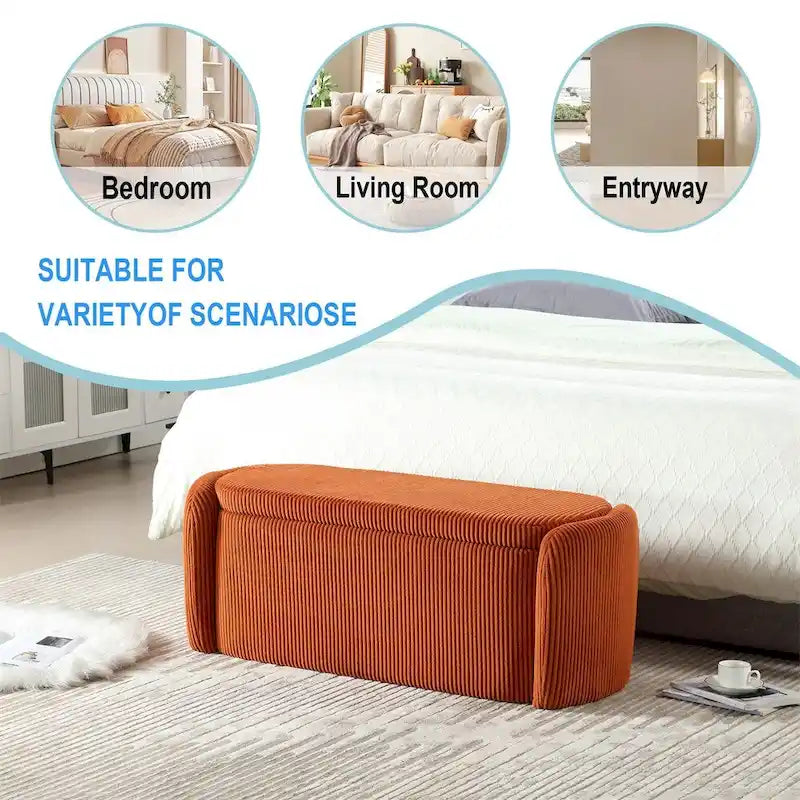 Storage Ottoman,Bedroom End Bench,Upholstered Fabric Storage Ottoman