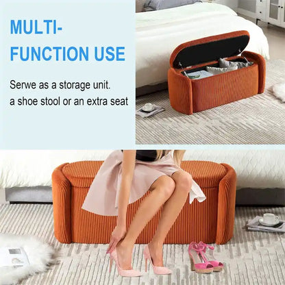 Storage Ottoman,Bedroom End Bench,Upholstered Fabric Storage Ottoman