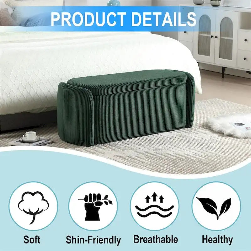 Storage Ottoman,Bedroom End Bench,Upholstered Fabric Storage Ottoman