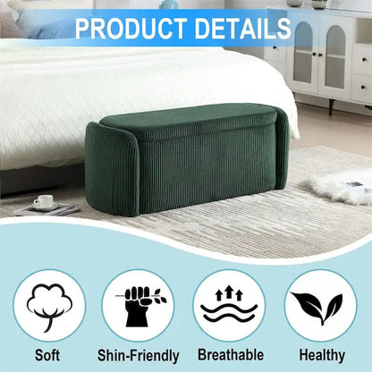 Storage Ottoman,Bedroom End Bench,Upholstered Fabric Storage Ottoman